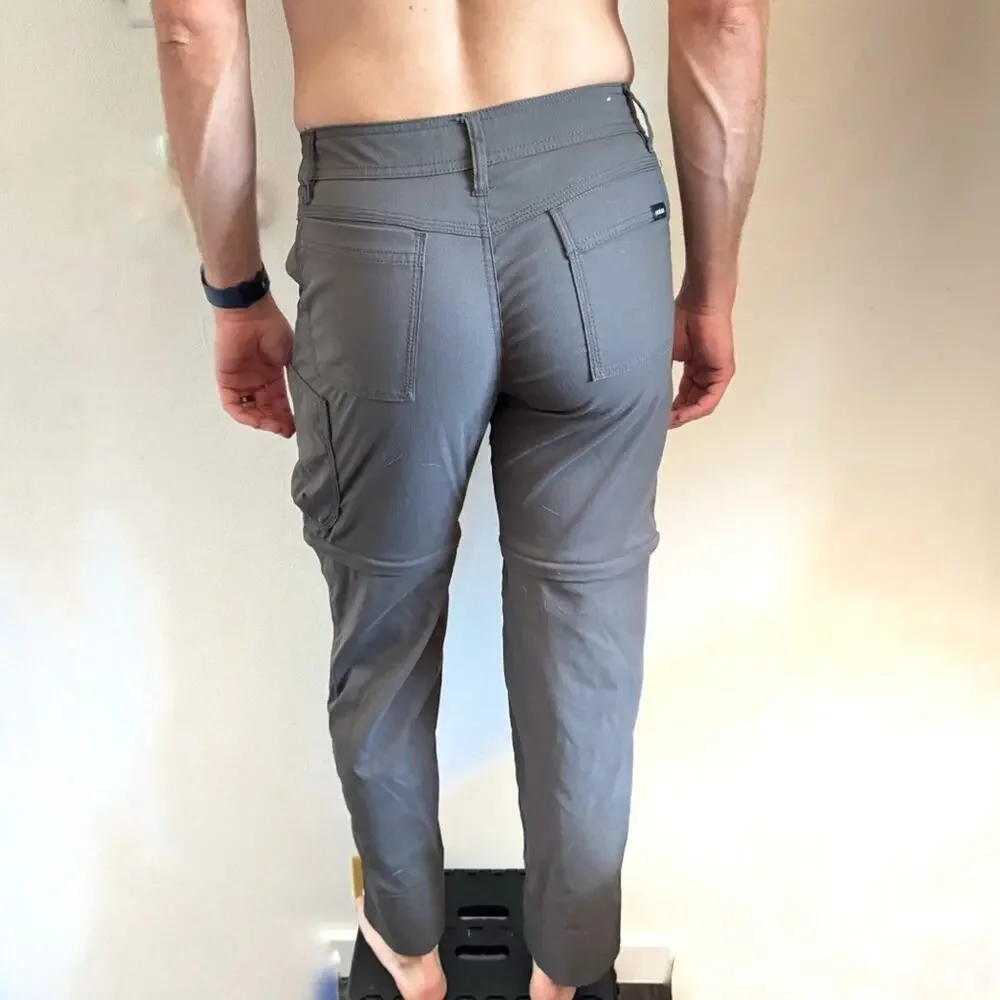 MENS PRANA Dark Grey Convertible Outdoor Straight Leg Pants Zip Shorts 28 30